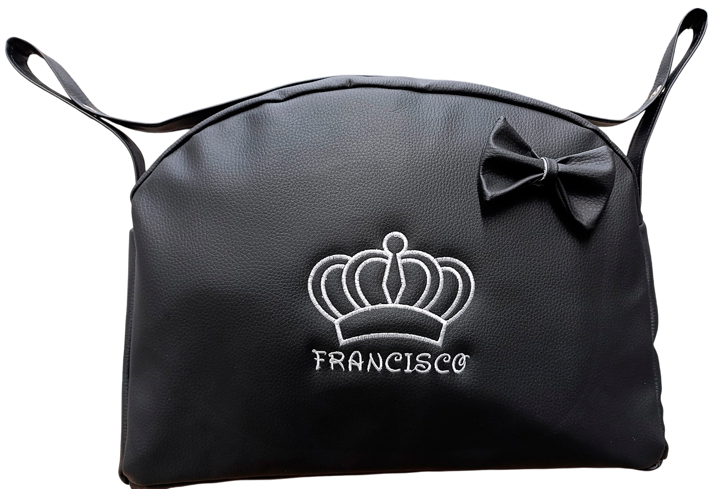 Bolso Carro Bebe Polipiel Bolso Carrito Bebe Personalizado con Corona Bordado Bolsa Maternidad Bolso Hospital Bebé con asa larga para colgar