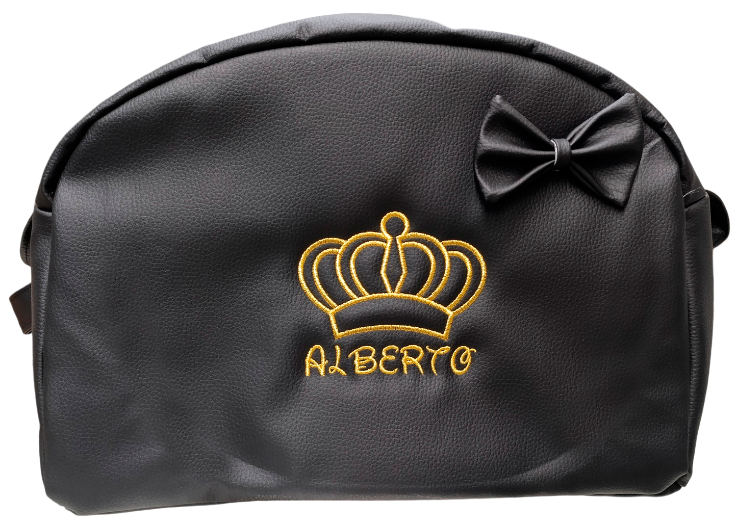 Bolso Carro Bebe Polipiel Bolso Carrito Bebe Personalizado con Corona Bordado Bolsa Maternidad Bolso Hospital Bebé con asa larga para colgar