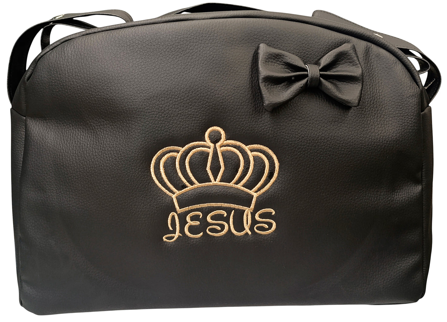 Bolso Carro Bebe Polipiel Bolso Carrito Bebe Personalizado con Corona Bordado Bolsa Maternidad Bolso Hospital Bebé con asa larga para colgar