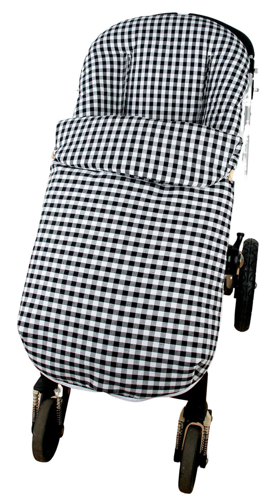 Saco Silla Paseo Universal Cuadro Vichy, Saco Carrito Bebe, Desmontable con Cremallera, Algodón, Transpirable