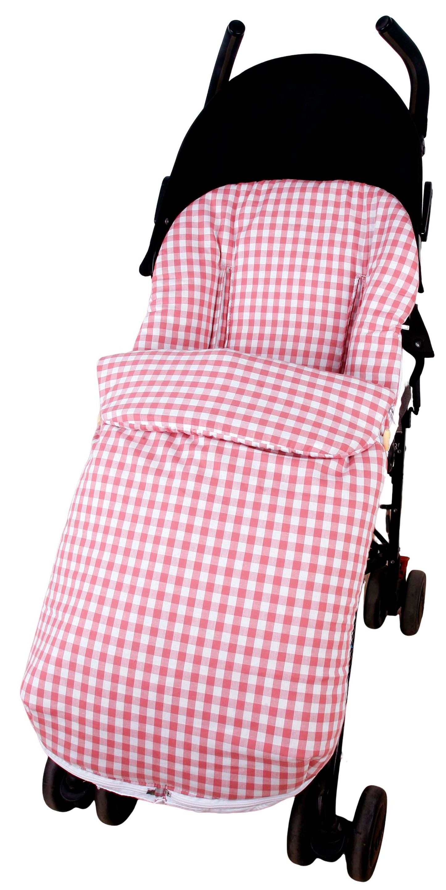 Saco Silla Paseo Universal Cuadro Vichy, Saco Carrito Bebe, Desmontable con Cremallera, Algodón, Transpirable